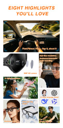 VisionFlow - Óculos inteligentes IA, câmara HD, Bluetooth, e Assistente de voz
